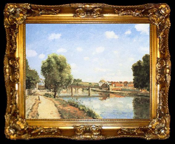framed  Camille Pissarro Pang map of the railway bridge Schwarz, ta009-2